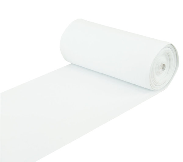 Baumwoll - Bündchenstoff  Uni in weiß  - Meterware ab 25 cm x 70 cm