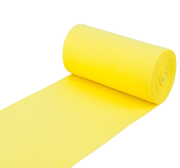 Baumwoll - Bündchenstoff Uni einfarbig gelb - Meterware ab 25 cm x 70 cm