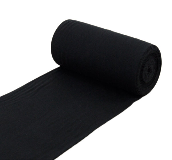 Baumwoll - Bündchenstoff Uni einfarbig schwarz - Meterware ab 25 cm x 70 cm