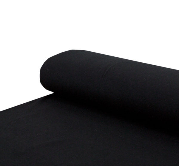 Baumwoll - Sweat Stoff kuschelweich Alpenfleece einfarbig schwarz - Meterware ab 25 cm x 150 cm
