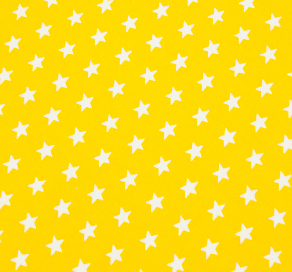 Baumwoll - Jersey Stoff Sterne gelb  - Meterware ab 25 cm x 150 cm