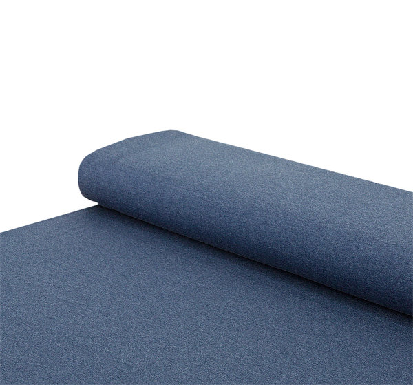 Baumwoll - Stoff French Terry Sommersweat einfarbig jeansblau - Meterware ab 25 cm x 150 cm