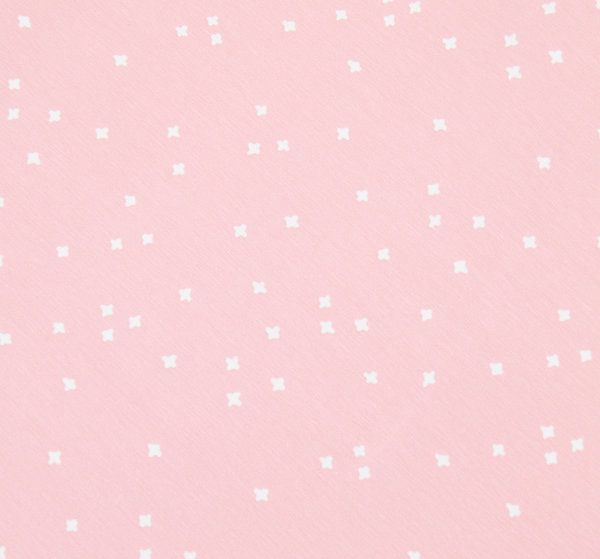 Baumwoll - Jersey Stoff kleine Kreuzchen Plus rosa  - Meterware ab 25 cm x 150 cm