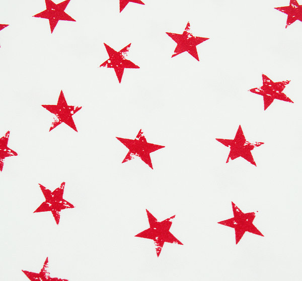 Baumwoll - Sweat dünner Sommersweat große Sterne rot  - Meterware ab 25 cm x 150 cm