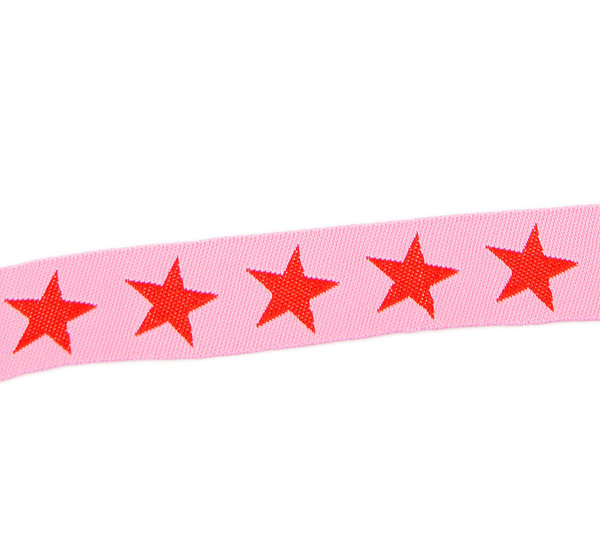Band Webband Nähband Stoffband Sterne pink 100 cm - Band zum Basteln und Nähen