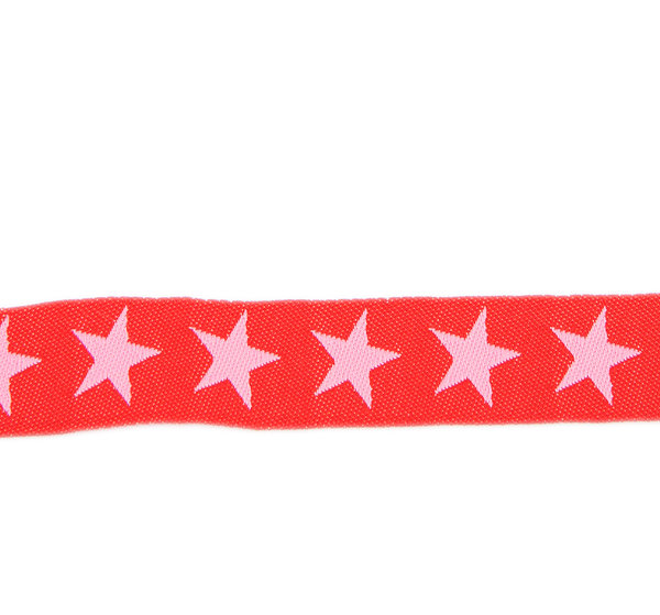 Band Webband Nähband Stoffband Sterne rot 100 cm - Band zum Basteln und Nähen
