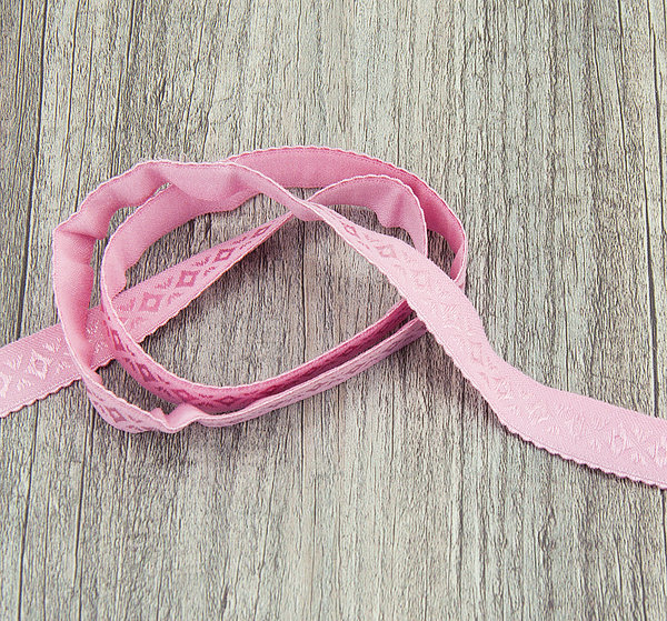 Band elatisches Schrägband Jacquard Nähband Stoffband rosa 100 cm - Band zum Basteln und Nähen