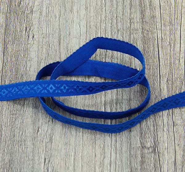 Band elatisches Schrägband Jacquard Nähband Stoffband kobaltblau 100 cm Band zum Basteln und Nähen