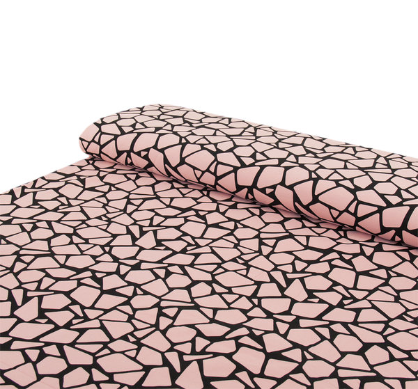 Baumwoll - Jersey Stoff abstrakte Muster rosa - Meterware ab 25 cm x 150 cm