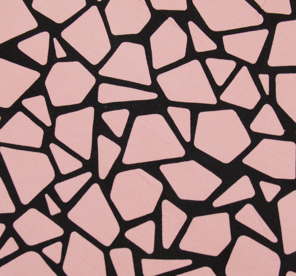 Baumwoll - Jersey Stoff abstrakte Muster rosa - Meterware ab 25 cm x 150 cm