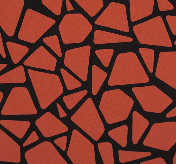 Baumwoll - Jersey Stoff abstrakte Muster rost - Meterware ab 25 cm x 150 cm
