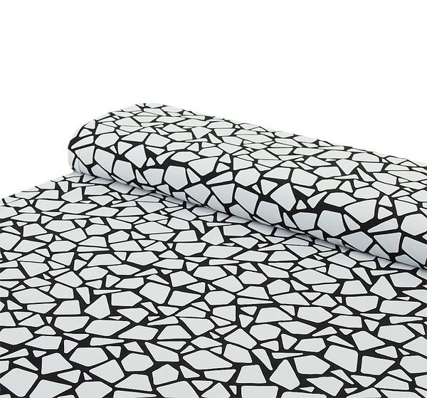 Baumwoll - Jersey Stoff abstrakte Muster hellgrau - Meterware ab 25 cm x 150 cm