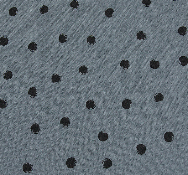 Baumwoll - Musselin Stoff Punkte dunkelgrau - Meterware ab 25 cm x 135 cm