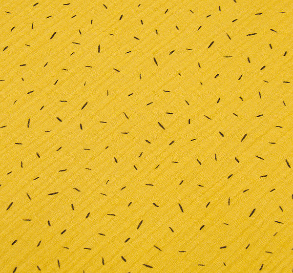 Baumwoll - Musselin Stoff kleine Striche Streifen gelb - Meterware ab 25 cm x 135 cm
