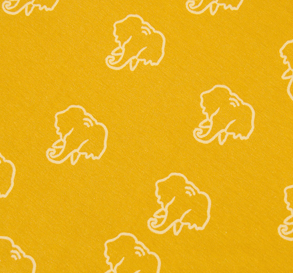 Baumwoll - Jersey Stoff Elefant gelb - Meterware ab 25 cm x 145 cm