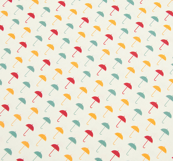 Baumwolle Stoff Regenschirm creme bunt - Meterware ab 25 cm x 147 cm