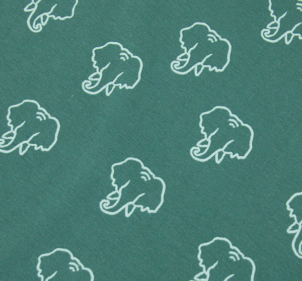Baumwolle - Jersey Stoff Elefant grün - Meterware 100 cm x 145 cm