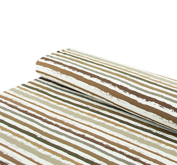 Baumwoll - Jersey Stoff große Farbstreifen Streifen taupe - Meterware ab 25 cm x 150 cm