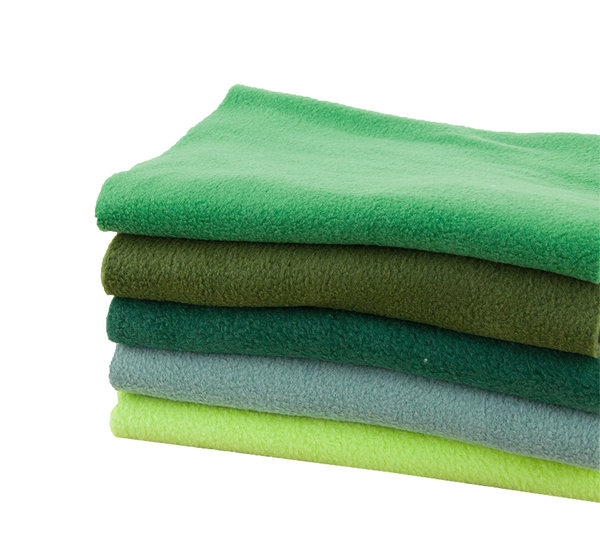 Polar Fleece Stoff Antipilling einfarbig SET Pakete Grüntöne - 5 x 25 cm x 150 cm