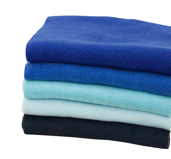 Polar Fleece Stoff Antipilling einfarbig SET Pakete Blautöne - 5 x 25 cm x 150 cm