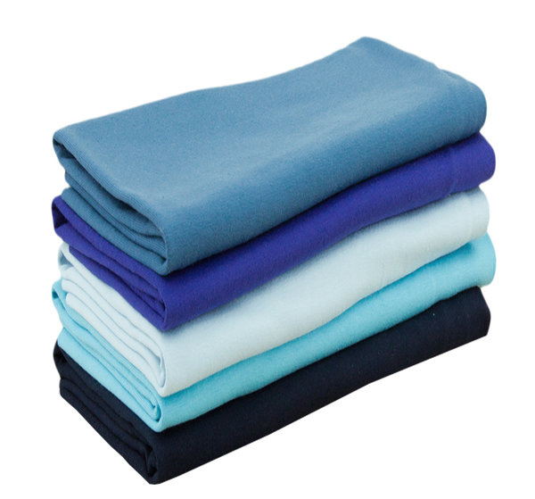 Baumwolle  Jersey Stoff einfarbig SET Pakete Blautöne blau - 5 x 25 cm x 150 cm