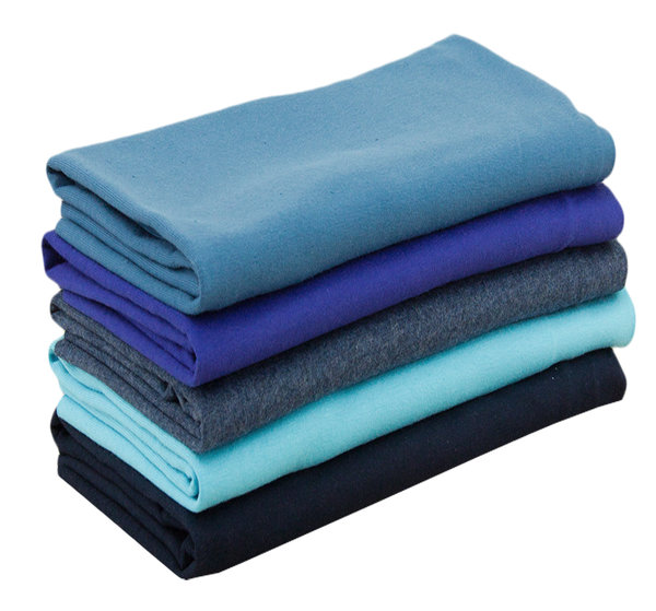 Baumwolle  Jersey Stoff einfarbig SET Pakete Blautöne aqua - 5 x 25 cm x 150 cm