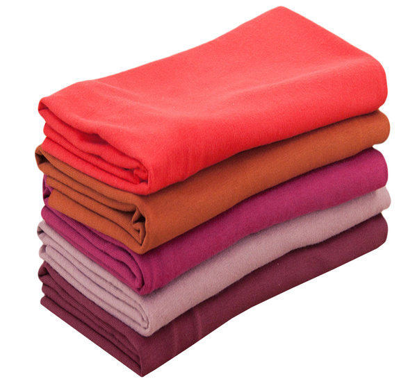 Baumwolle  Jersey Stoff einfarbig SET Pakete Rottöne - 5 x 25 cm x 150 cm