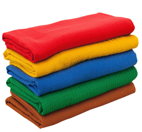 Baumwolle Musselin Stoff einfarbig SET Pakete Bunt - 5 x 75 cm x 135 cm